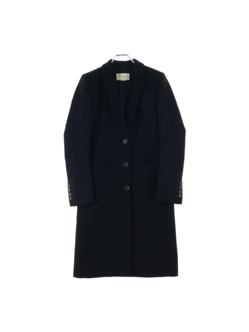 Gucci Wool Chesterfield Long Coat Black 36